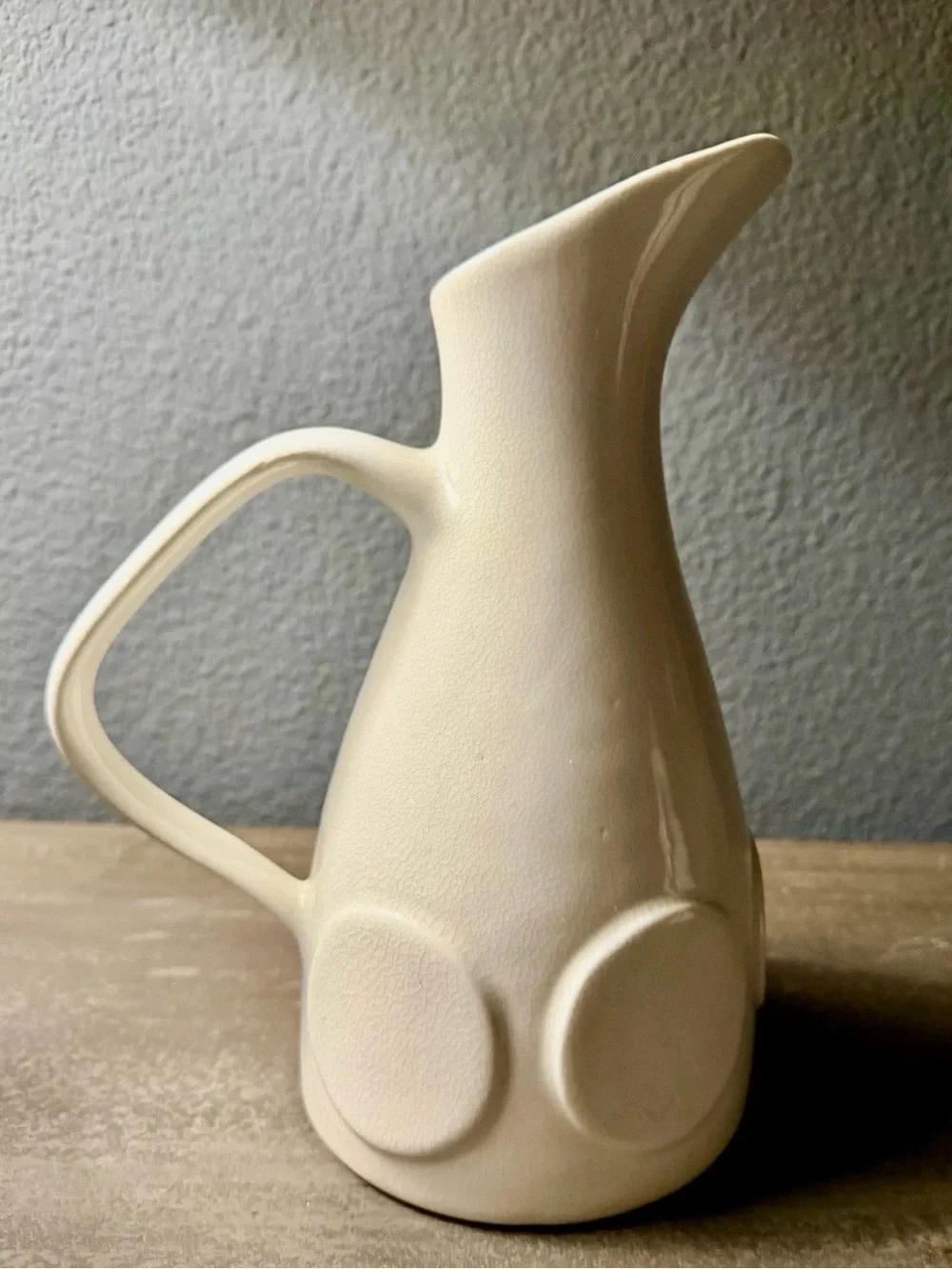 Vintage Jonathan Adler Couture Circles Bespoke Porcelain Pitcher Vase Signed MCM